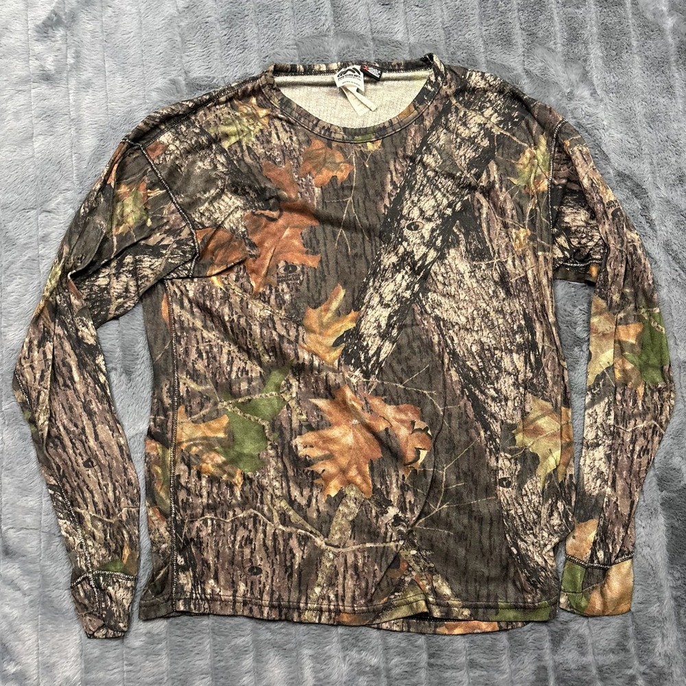 Medalist Mens XL Mossy Oak Camo Long Sleeve Base Layer Shirt X-Static USA Made